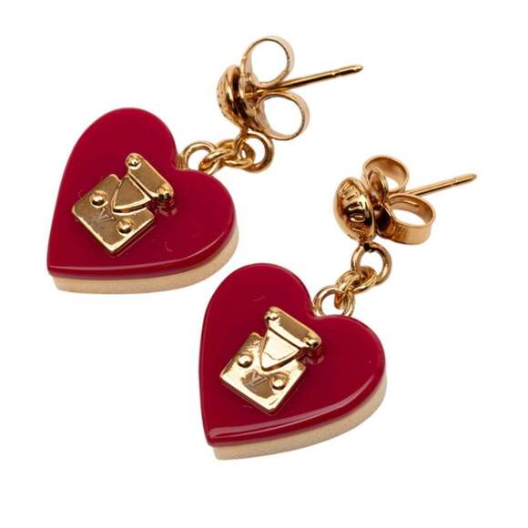 LOUIS VUITTON Red Heart Earrings
